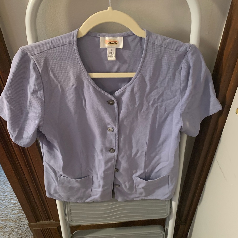 Stunning Talbots powder blue 100% silk blouse size small